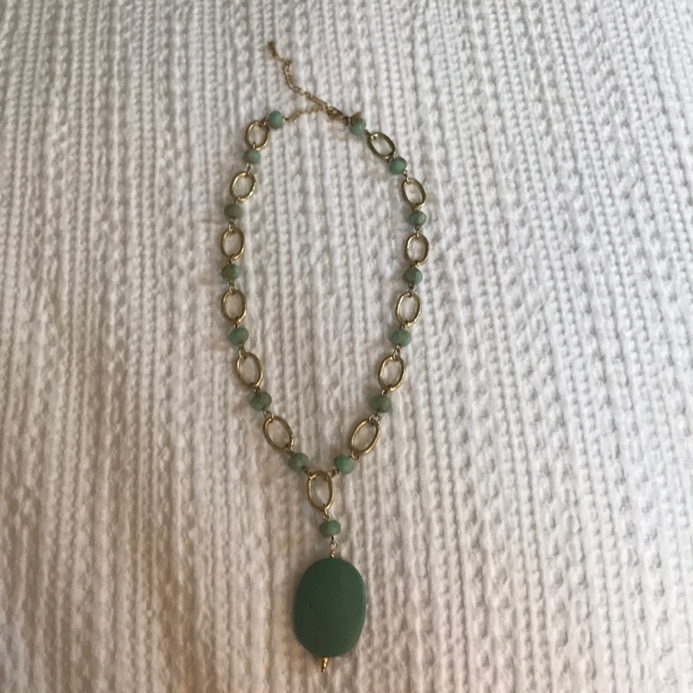 Adjustable length Gold and Green Necklace